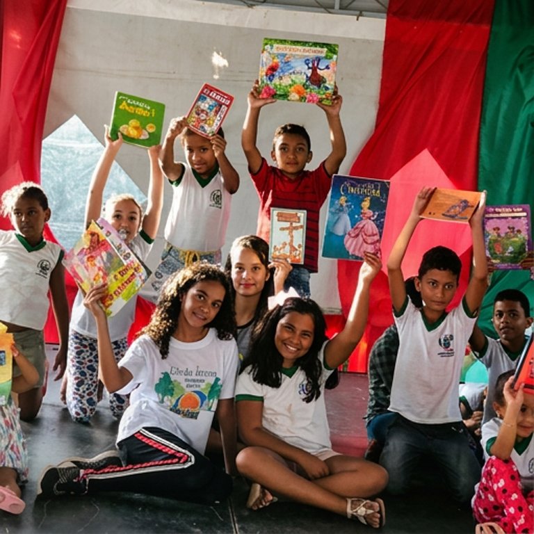 Crianças participando de oficina cultural